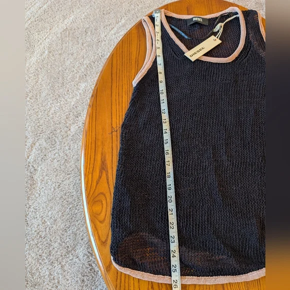 Diesel Black Mesh Tank Top, Size M - NEW - Picture 4 of 9
